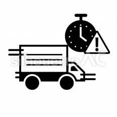 納期遅延　トラック トラック,荷物,時計のシルエット素材