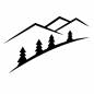 雪山 雪山 雪山,山,景色,木,もみの木,植物,森,ゲレンデ,スキー場,登山のシルエット素材