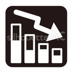 基本　売上下降 売上下降,棒グラフ,矢印のシルエット素材