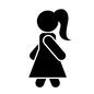 歩く女性 歩く女性 服,洋服,衣類,歩く,ポニーテール,スカート,ワンピース,人物,人,ピクトグラムのシルエット素材