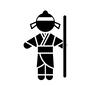 町民 町民 棒,武士,侍,サムライ,着物,人物,人,1人,男性,男のシルエット素材