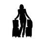 トラベル トラベル 人物,女性,全身,大荷物,運ぶ,旅,旅行,出張,トラベル,キャリーのシルエット素材