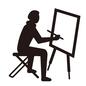 画家 画家 画家,座る,椅子,いす,イス,人物,人,ピクトグラム,全身,横向きのシルエット素材