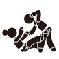 格闘技 格闘技 スポーツ,全身,女性,お団子ヘア,胴着,帯,倒れる,構え,パンチ,左手のシルエット素材