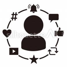 マーケティング　インフルエンサー インフルエンサー,丸,反応のシルエット素材