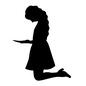 祈る女性 祈る,人,人物,膝まづく,横向き,女性,紙,持つ,キリスト教,教会のシルエット素材