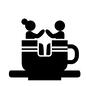 コーヒーカップ コーヒーカップ 人物,男女,カップル,デート,ペア,2人,ティーカップ,回転,2人乗り,コーヒーカップのシルエット素材