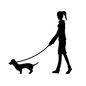 散歩 犬,散歩,日課,日常,人,人物,女性,リード,歩く,飼い主のシルエット素材
