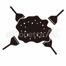 もんじゃ焼き もんじゃ焼き,具材,鉄板料理のシルエット素材