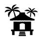 リゾート施設 リゾート施設 アイコン,リゾート施設,南国,南の島,ヤシの木,ヤシ,木,植物,コテージ,入口のシルエット素材