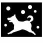 雪と白抜きの犬 犬,1匹,動物,ペット,横向き,全身,走る,雪,かわいい,冬のシルエット素材