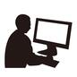 パソコン パソコン 在宅勤務,テレワーク,ビジネス,仕事,パソコン,人物,新しい生活様式,withコロナ,ウィズコロナ,コロナ対策のシルエット素材