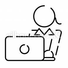 PC仕事　女性 ピクトグラム,ピクトサイン,アイコンのシルエット素材
