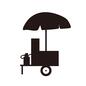 ワゴンショップ ワゴンショップ ワゴンショップ,小型,コンパクト,ボンベ,ガスボンベ,移動販売,パラソル,タイヤ,車輪,移動型店舗のシルエット素材