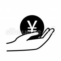 マネー　手 手,通貨,円のシルエット素材