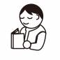 読書する男性 読書する男性 男性,人物,1人,上半身,微笑む,読む,本,読書,図書館,1冊のシルエット素材