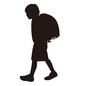 歩く小学生 歩く小学生 歩く,通学,登校,下校,登下校,横向き,1人,男,男性,小学生のシルエット素材