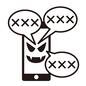 スマホトラブル スマホトラブル スマホ画面,携帯画面,メッセージ,sns,吹き出し,スマホトラブル,スマホ,トラブル,危ない,危険のシルエット素材