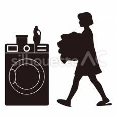 洗濯ものを運ぶ 運ぶ,衣類,洗濯機のシルエット素材