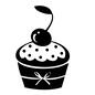 カップケーキ カップケーキ カップケーキ,スイーツ,デザート,チェリー,さくらんぼ,サクランボ,キリスト教,4月,春,イベントのシルエット素材