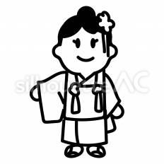 七五三　女の子 七五三,着物,髪飾りのシルエット素材