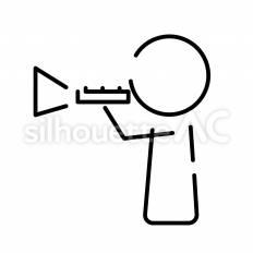 吹奏楽部　ラッパ ピクトグラム,ピクトサイン,アイコンのシルエット素材