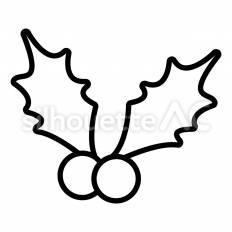 柊　白抜き 柊,葉,実のシルエット素材