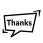 thanks thanks thanks,吹き出し,サンキュー,英語,ありがとう,四角,セリフ,返事,サンクス,感情表現のシルエット素材
