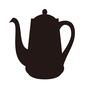 コーヒーポット コーヒーポット,珈琲ポット,ドリップポット,入れ物,横向き,持ち手,取っ手,注ぎ口,蓋,ポットのシルエット素材