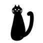 猫 猫 猫,ねこ,ネコ,動物,生き物,正面,座る,一匹,黒猫,長いしっぽのシルエット素材