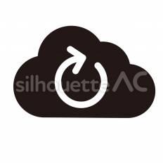 デジタル　クラウド同期 クラウド同期,矢印,データのシルエット素材