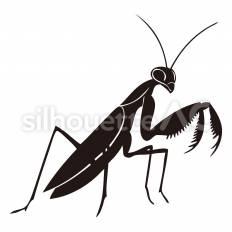カマキリ カマキリ,鎌,羽のシルエット素材