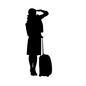 トラベル トラベル 人物,女性,全身,待つ,探す,待ち合わせ,旅,旅行,トラベル,出張のシルエット素材