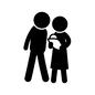 家族 家族 3人,赤ちゃん,抱っこ,あやす,育児,子供,ピクトグラム,人物,人,男女のシルエット素材