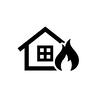 火事 火事 火事,火災,家屋,家,燃える,焼ける,災害,火,炎,被害のシルエット素材