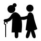 介護 人,人物,ピクトグラム,介護,老人,お年寄り,女性,高齢者,杖,介助のシルエット素材