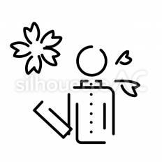 卒業　桜 ピクトグラム,ピクトサイン,アイコンのシルエット素材