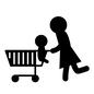 子供と買い物 子供と買い物 買い物,ショッピング,shopping,cart,カート,ショッピングカート,家事,育児,子育て,親子のシルエット素材