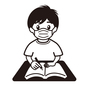 男子生徒 男子生徒 コロナ対策,マスク,男性,生徒,勉強,座る,机,授業,教科書,ノートのシルエット素材