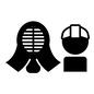 剣道 剣道,防具,剣道防具,面,人,人物,ピクトグラム,上半身,手拭い,面下のシルエット素材