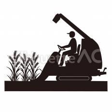 コンバインで収穫する人 農作業機,コンバイン,人のシルエット素材