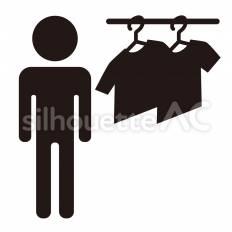 男性用物干し場 服,ハンガー,干すのシルエット素材