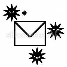 ウイルス付きメール メール,ウイルス,危険のシルエット素材