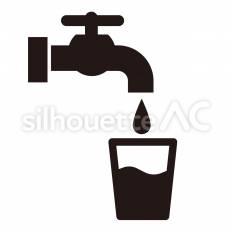 飲料水 蛇口,水,コップのシルエット素材