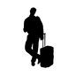 トラベル トラベル 人物,男性,全身,待つ,旅,旅行,出張,トラベル,キャリー,キャリーバッグのシルエット素材