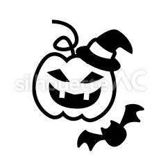 ハロウィンかぼちゃ　こうもり ジャックオランタン,かぼちゃ,野菜のシルエット素材