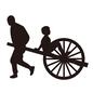 荷車 荷車,荷台,乗せる,運ぶ,2人,大人,子供,時代劇,輸送用,道具のシルエット素材