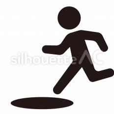 避難場所 走る,移動,全身のシルエット素材