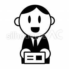 名刺を差し出す男性 名刺,スーツ,会社員のシルエット素材