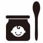 離乳食 瓶,スプーン,食事,乳児,栄養,備品,シンプル,案内向け,物,育児のシルエット素材